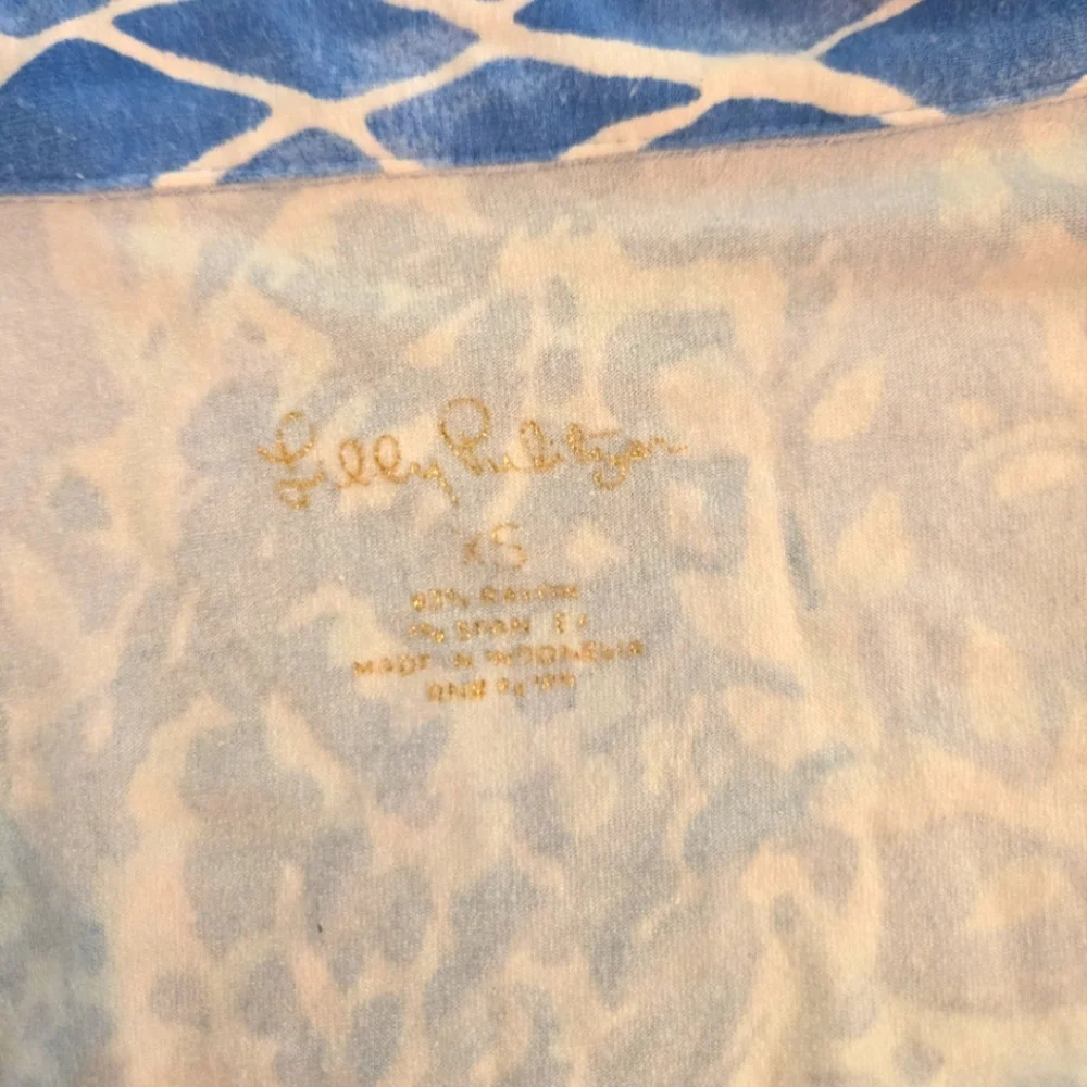 Lilly Pulitzer Sadie Polo Dress Blue Peri Turtley White Gold Buttons XS - Picture 5 of 10